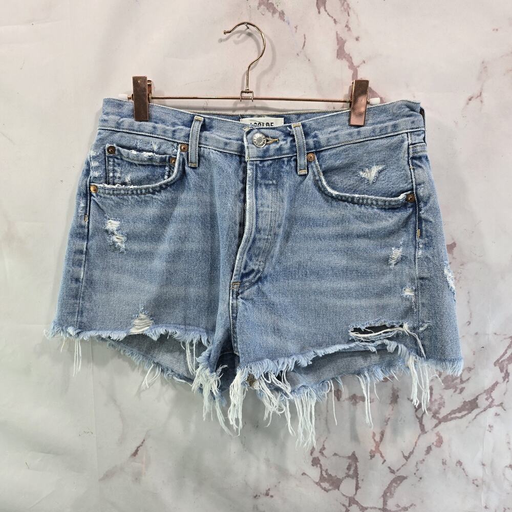 Agolde Shorts Womens 26 2 Denim Jean Light Parker Vintage Cut Off Button Fly
